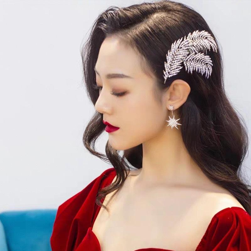 ヘアアクセサリー レディース 韓国風 ウェディング 花嫁 髪飾り コーム 花モチーフ レッド シルバー KC金 結婚式 披露宴 二次会 パーティー 上品 エレガント 合金製