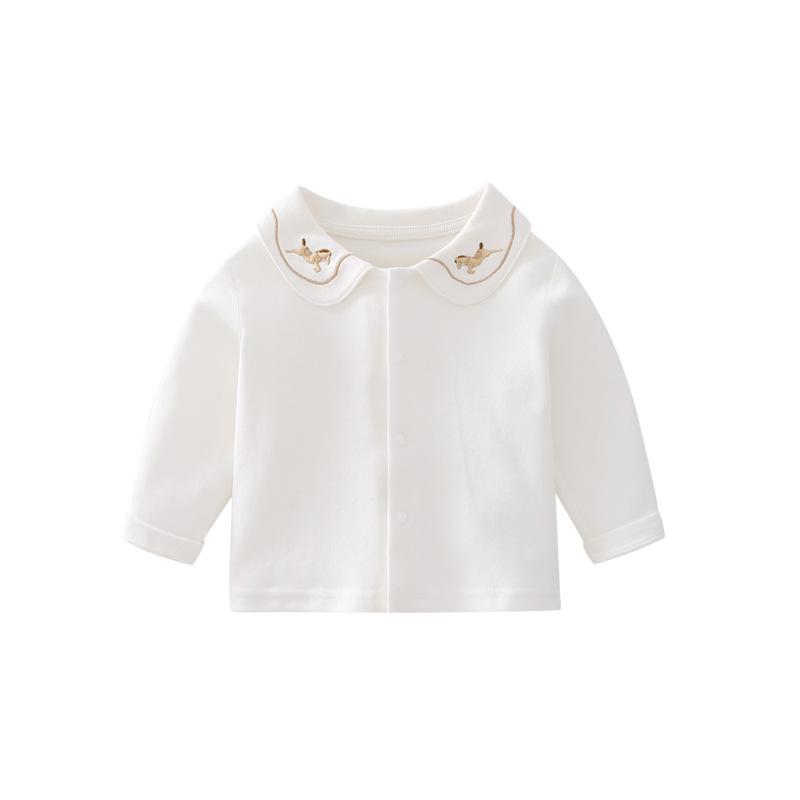 Tシャツ ベビー 乳幼児 北欧木馬柄 襟付き ポロシャツ風 長袖 ロングスリーブ 綿 コットン 天然素材 柔らかい 肌触り トップス カットソー インナー 肌着 普段着 部屋着 春秋