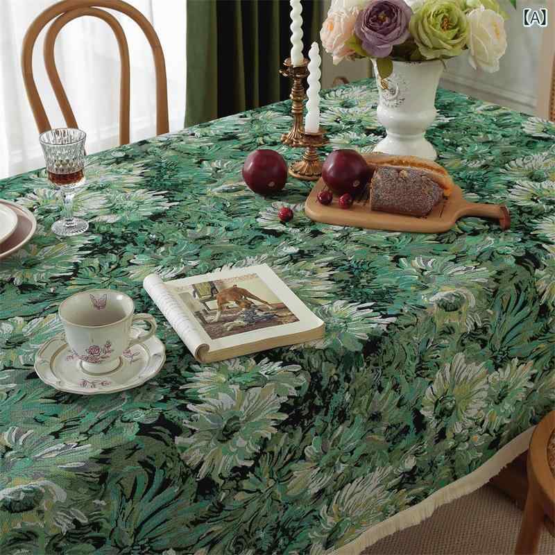 テーブルクロス 北欧風 モネの庭 油絵風 花柄 高級感 食卓 ダイニング ローテーブル コーヒーテーブル 庭 ベランダ マルチカバー 長方..