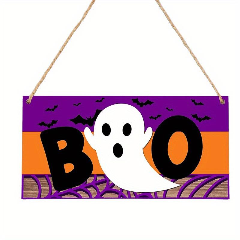 Rakuten - 装飾ボード ハロウィン ゴースト 木製 長方形 インテリア おしゃれ モダン 壁飾り 玄関 リビング 部屋飾り ナチュラルテイスト アートパネル サインボード イベント