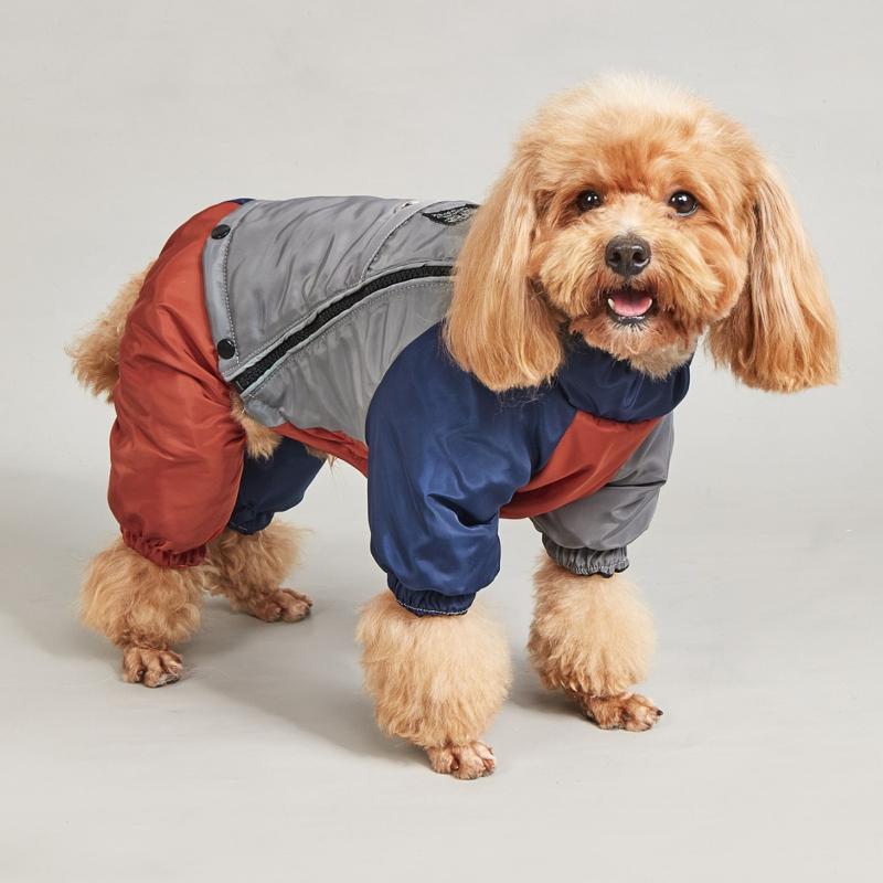 Rakuten - ペット服 犬用 冬用 ドッグウェア 防寒 保温 暖かい 中綿入り ベスト ジャケット ハーネス一体型 リードフック付き 取り外し可能 アウトドア お散歩 ポリエステル 黒白 赤青 赤白