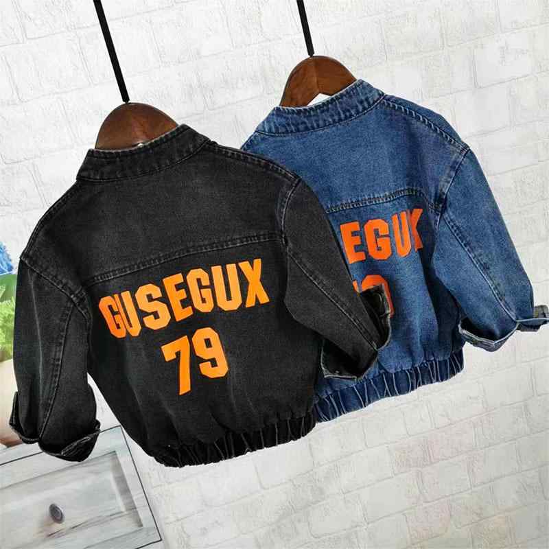 ジャケット 男の子 キッズ ベビー デニムジャケット Gジャン ジーンズアウター 綿 コットン 立ち襟 ショート丈 シングルボタン 前開き 春秋 カジュアル 韓国風 おしゃれ 黒 ブルー系 子供服