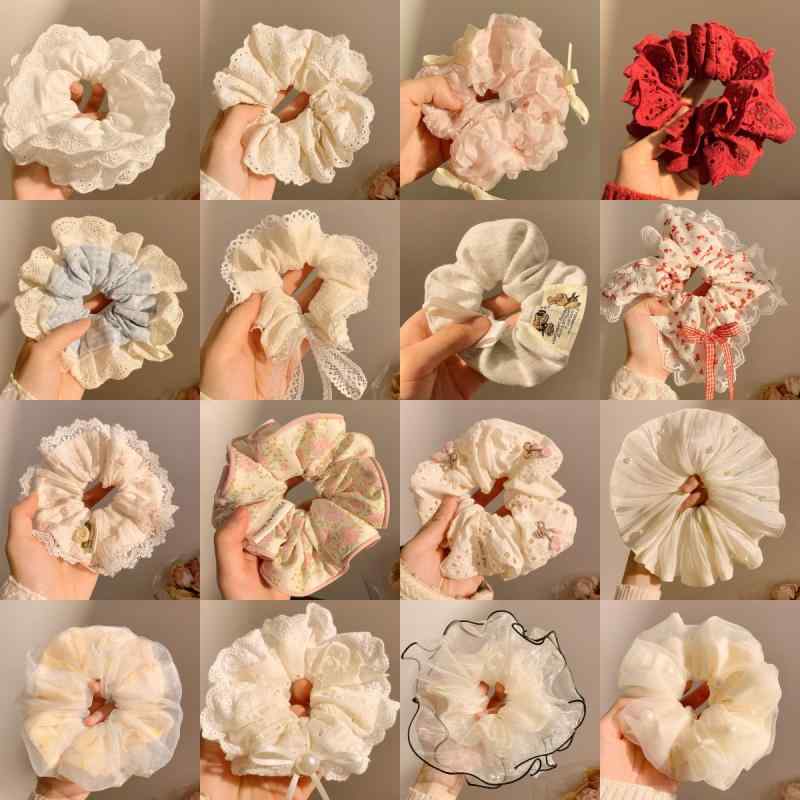 シュシュ レディース ヘアアクセサリー 高級感 レース 大サイズ お団子 ポニーテール かわいい まとめ髪