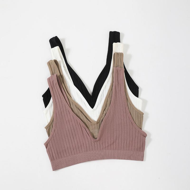 ブラトップ レディース フレンチ 深Vネック 大きいサイズ シームレス スポーツ ヨガ ナイトブラ 美背インナー 普段使い 快適 通気性 ノ..