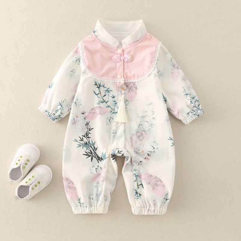ロンパース ベビー服 女の子 新生児 赤ちゃん 幼児 春秋 中国風 チャイナ風 かわい...