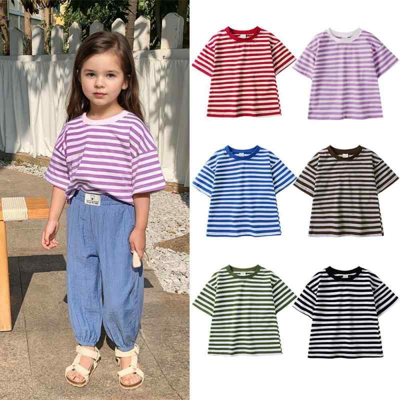 乐天商城 - Tシャツ キッズ 男の子 女の子 ベビー 半袖 綿 コットン ボーダー ストライプ ゆったり ルーズフィット 吸湿速乾 クルーネック 柔らか素材 おしゃれ 韓国風 春夏 トップス