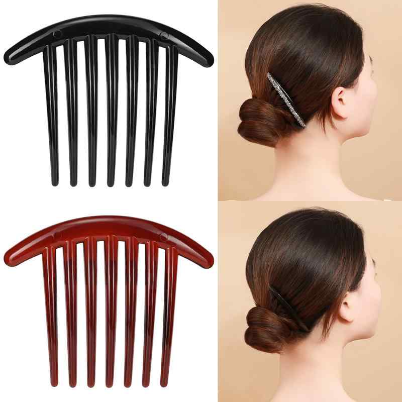 ヘアアクセサリー レディース 夏 光沢ブラック プラスチック製 レトロスタイル 七つ歯コーム ロングヘア向け 前髪アレンジ 髪飾り アップスタイル まとめ髪用