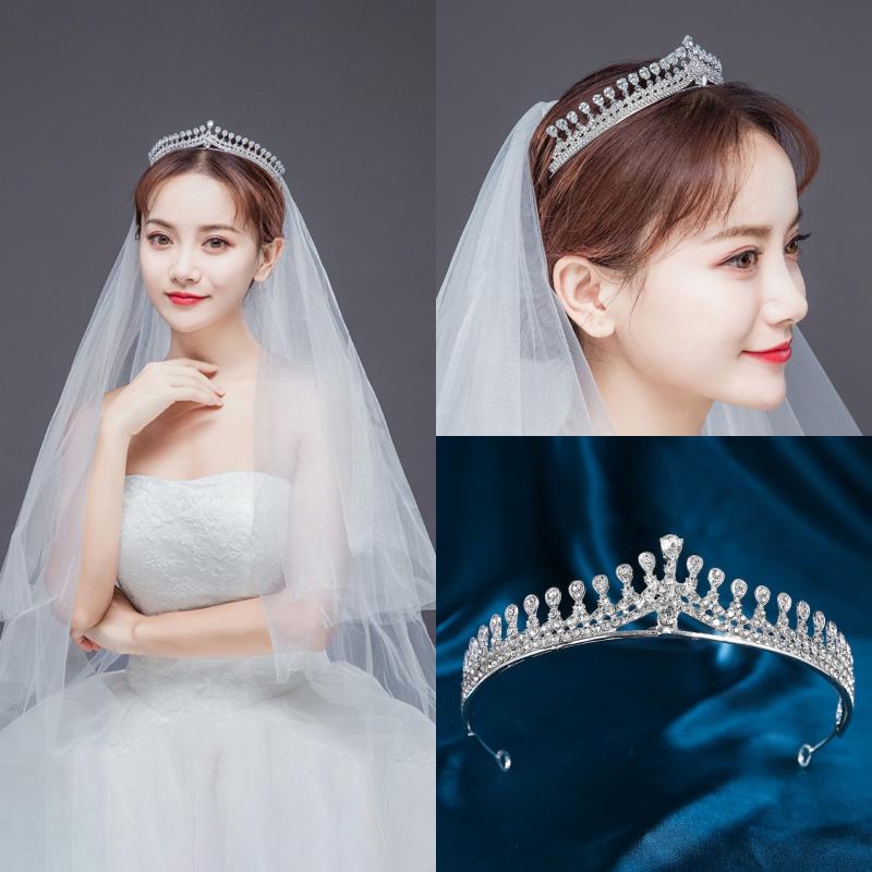 ヘアアクセサリー レディース ティアラ ウェディング 高級感 ラインストーン クリスタル 結婚式 撮影用 パーティー 二次会 シルバー ゴールド