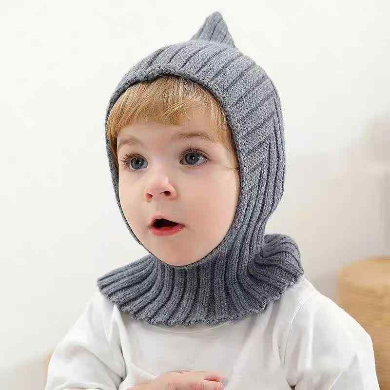 乐天商城 - ニット帽 ベビー 赤ちゃん 0歳 1歳 2歳 マフラー一体型 耳当て付き フード付き 防寒 防風 暖かい ネックガード 韓国風 かわいい おしゃれ 秋冬 ポリエステル