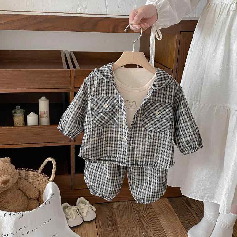 ベビー服 男の子 新生児 春秋 コットン ポリエステル 3点セット 長袖インナーTシャツ…