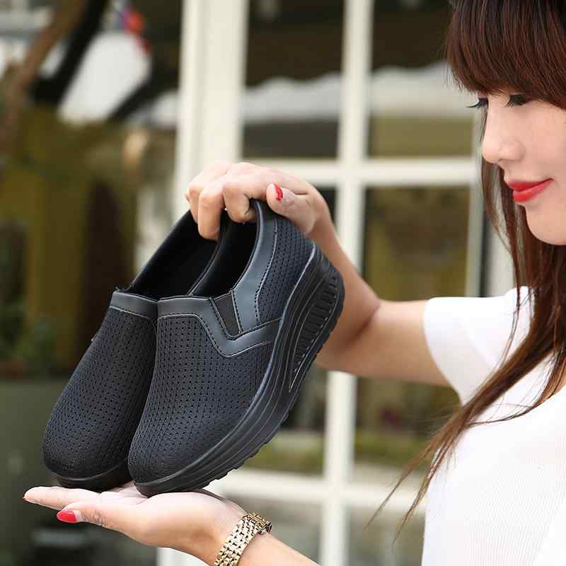 シューズ レディース 春夏秋 メッシュ 厚底 プラットフォーム ローファー スリッポ...