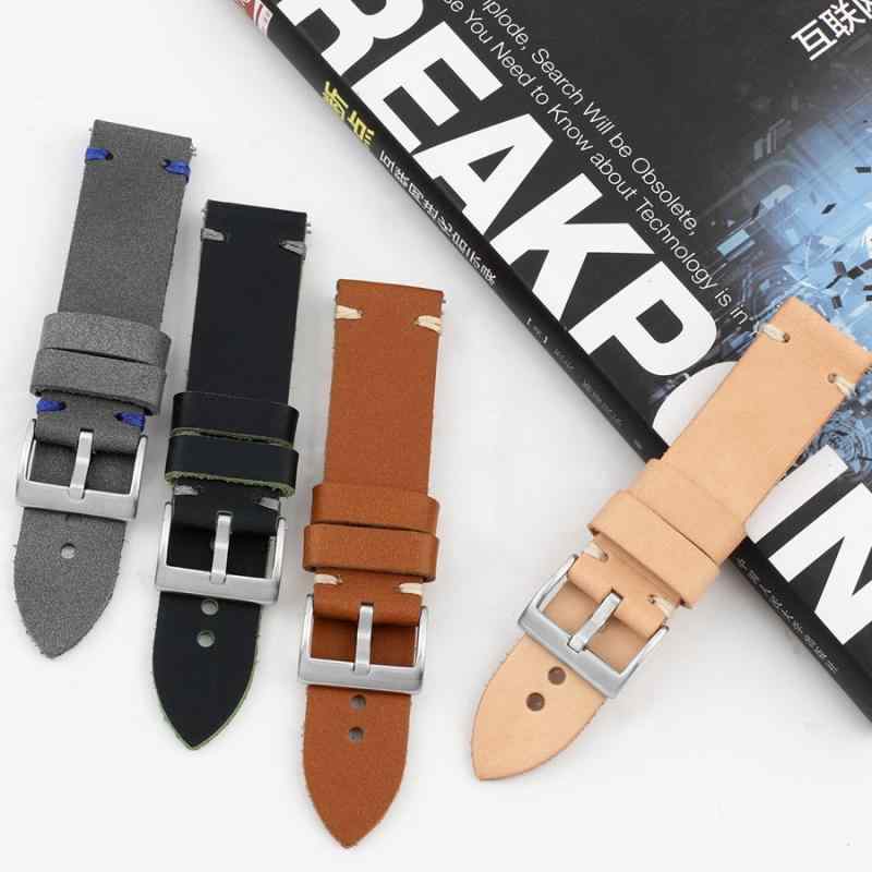 乐天商城 - 腕時計 メンズ ウォッチバンド 交換ベルト 手作り レトロ ヴィンテージ 牛革 ナチュラルカラー 一層式 ストレートエンド クイックリリース 着脱簡単 ビジネス カジュアル 幅広いサイズ