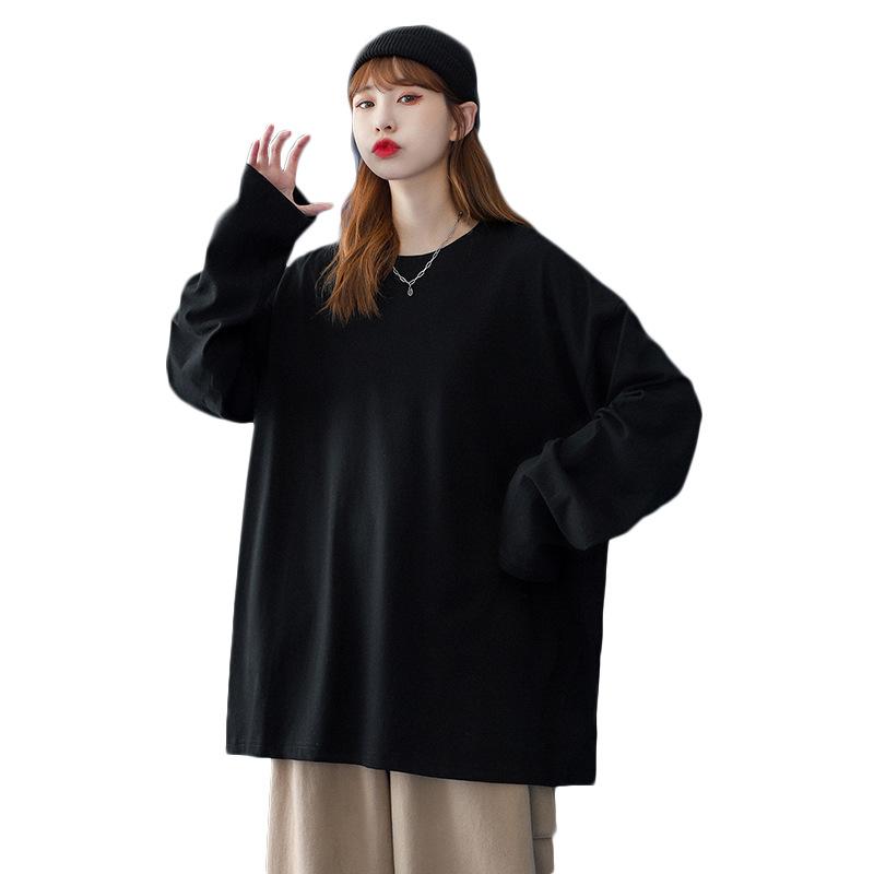 樂天商城 - Tシャツ メンズ 長袖 クルーネック オーバーサイズ カップルコーデ ルーズフィット 通年着用可能 カジュアルスタイル デイリーユース 無地 トップス