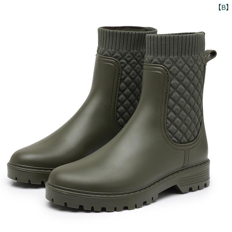 Botas de lluvia Dama de corta longitud lluviosa y cómoda Botas de nieve de agua PVC Material Cabello de espaldas Control de cabello plano Tipo de trompeta — vista 2