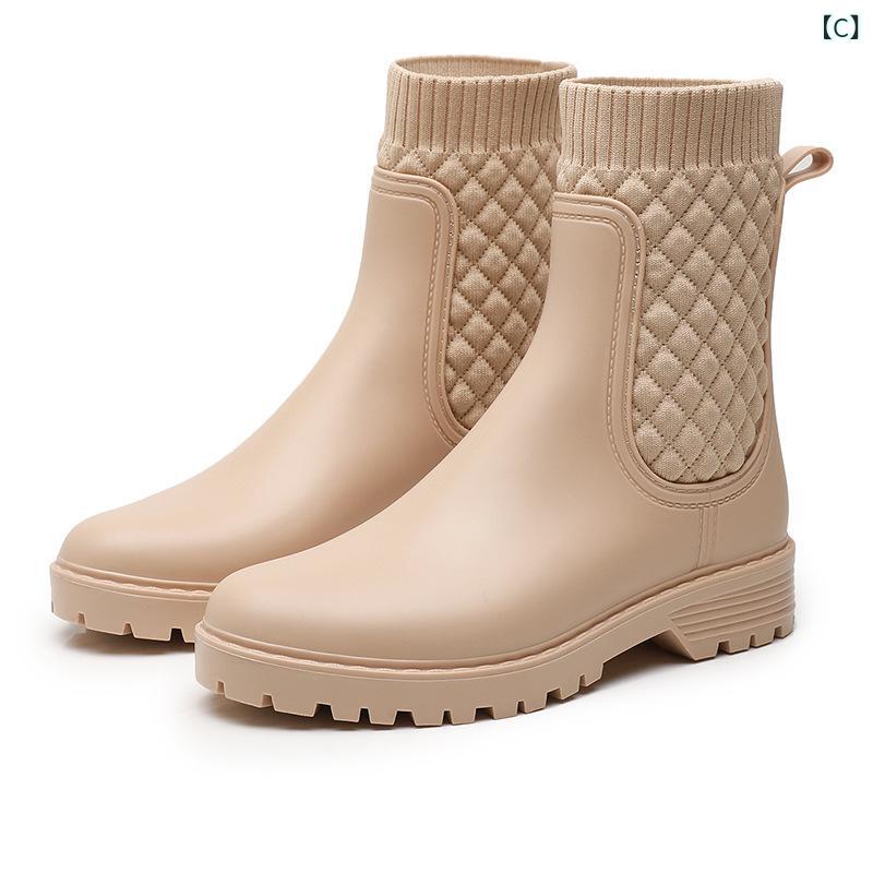 Botas de lluvia Dama de corta longitud lluviosa y cómoda Botas de nieve de agua PVC Material Cabello de espaldas Control de cabello plano Tipo de trompeta — vista 3