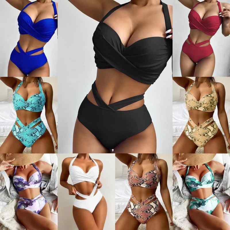 水着 レディース セパレートビキニ ワイヤー入り プリント柄 ファッション セクシースタイル スイムウェア ビーチ プール リゾート マリンスポーツ ポリエステル生地