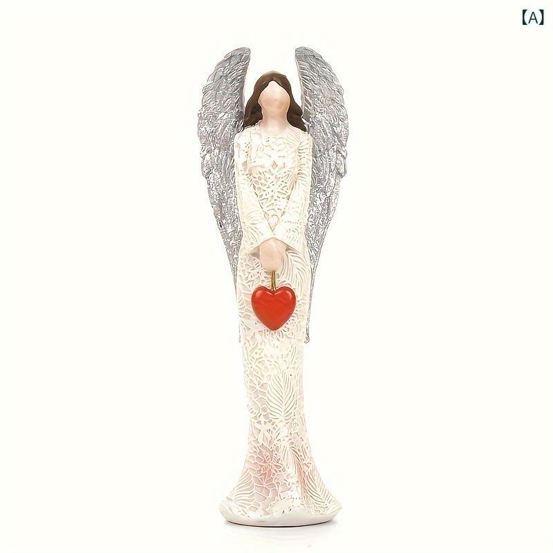 置物 レディース 樹脂製 エンジェル像 女神彫刻 モダン インテリア雑貨 シンプル 祈りを捧げる飾り 心を抱くポーズ 癒し空間 デスク リビング 寝室装飾 bloomelier-10228032 bloomelier サンプル画像2