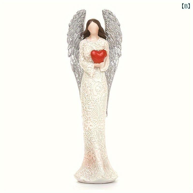 置物 レディース 樹脂製 エンジェル像 女神彫刻 モダン インテリア雑貨 シンプル 祈りを捧げる飾り 心を抱くポーズ 癒し空間 デスク リビング 寝室装飾 bloomelier-10228032 bloomelier サンプル画像3