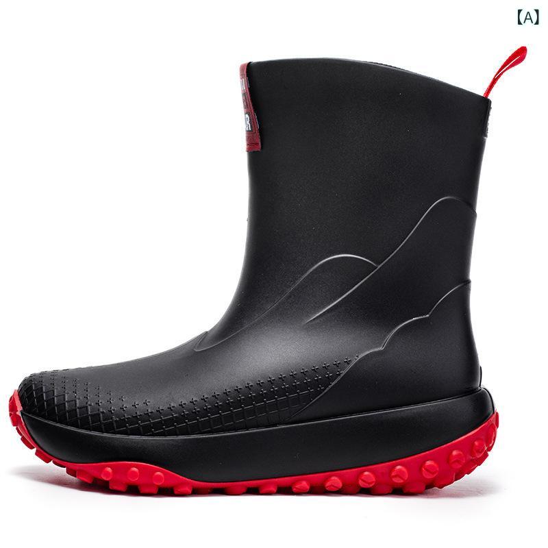 Botas de lluvia para hombres de tamaño mediano resistente al agua deslizante ligero resistente al desgaste sencillo casual elegante exterior PVC material — vista 2