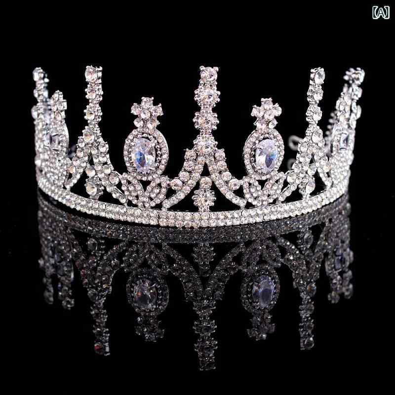 bloomelierのヘッドドレス レディース 高級感 欧米風 ジルコニア ラインストーン 花嫁 結婚式 ブライダル 豪華 クラウン ティアラ ヘアアクセサリー 春夏｜アングル2