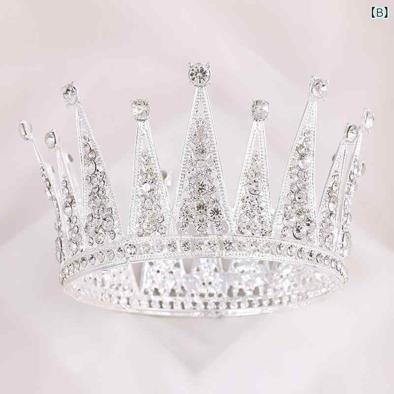 ヘアアクセサリー レディース ヨーロピアン調 レトロ 円形 プリンセス ティアラ 花嫁 ウェディング 誕生日 記念日 パーティー ラインストーン ヘッドドレス 髪飾り 3
