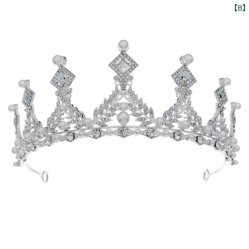 bloomelierのヘアアクセサリー キッズ 女の子 クラウン 合金素材 ラインストーン パール装飾 ジルコニア 上品 華やか 撮影小物 誕生日 発表会 結婚式 イベント ドレスアップ｜アングル3
