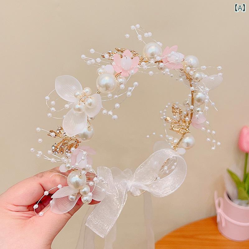 ・カテゴリ: ヘアバンド・スタイル: プリンセス・主な素材: 珍珠・柄: 珍珠、花朵・カラー展開: ピンク、ブルー、ホワイト、パープル・対象: 子供・対象年齢: 6歳以上