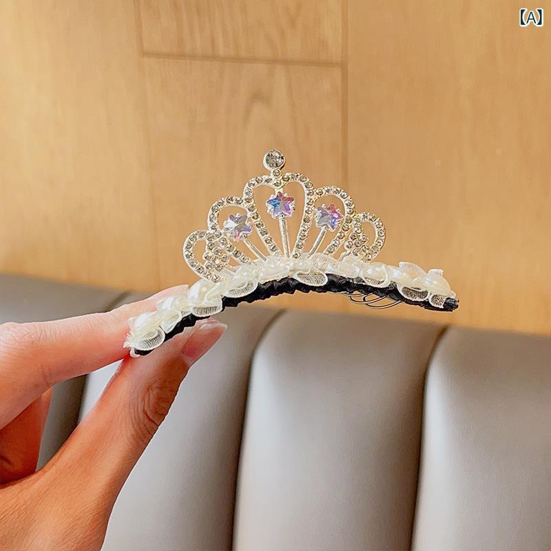ヘアアクセサリー キッズ 女の子 手作り メタル 王冠モチーフ 夏 華やか チュール素材 シンプル プリンセススタイル ヘアコーム ヘアピン 碎髪留め まとめ髪 発表会 髪飾り 多彩なカラーの商品画像 2