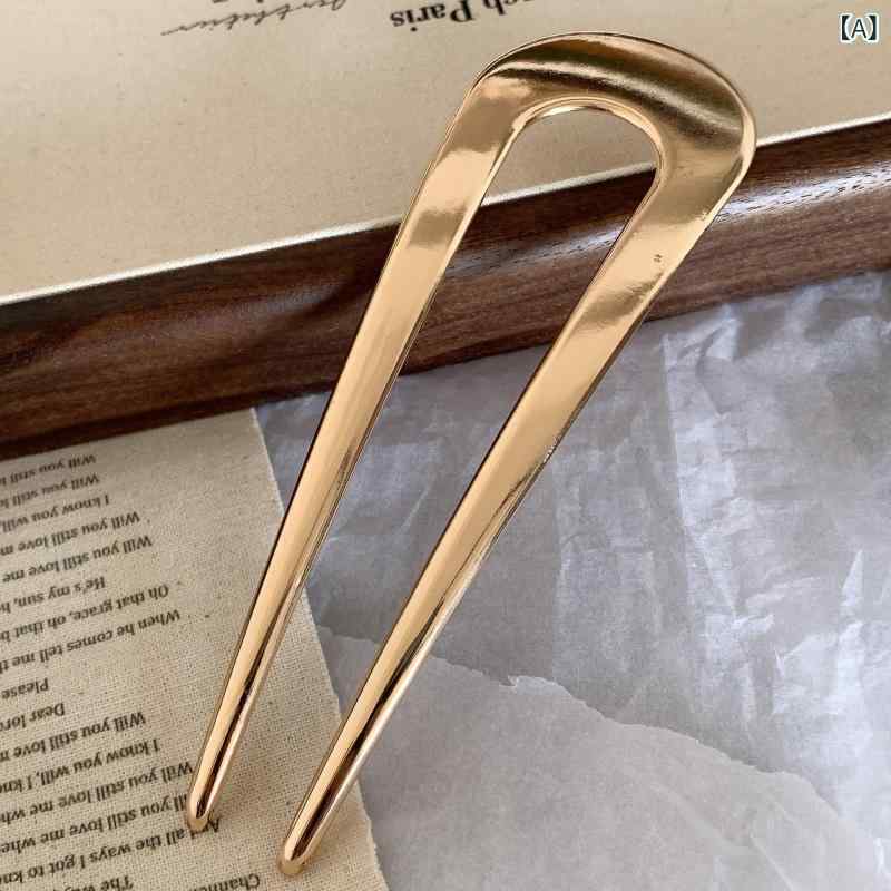 ヘアアクセサリー レディース メタル U字型かんざし 合金製 シンプルデザイン 電気...