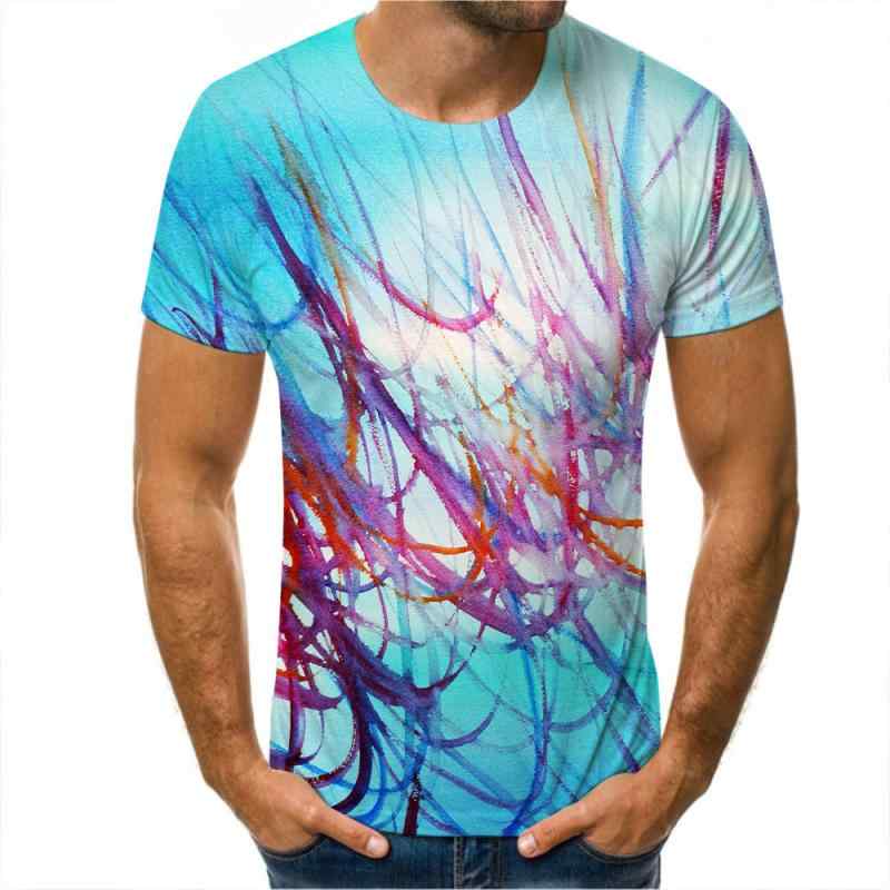 Tシャツ メンズ グラフィックアート グラデーションカラー 3Dデジタルプリント クルーネック 半袖 ルーズフィット カジュアル 通気性 防シワ ポリエステル素材