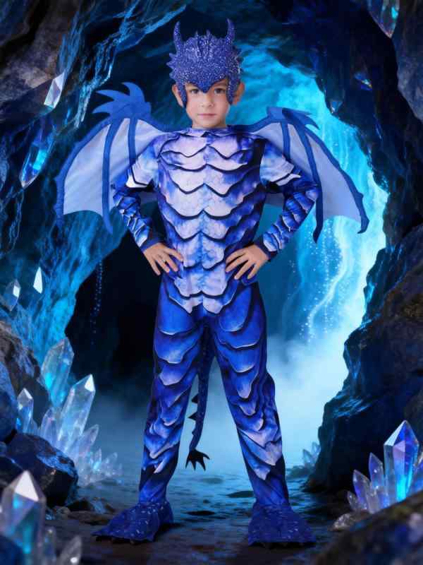 樂天商城 - キッズコスチューム 男の子 ハロウィン 恐竜 コスプレ 衣装 仮装 フロストドラゴンナイト ロールプレイ 発表会 学芸会 イベント ステージ衣装 長袖 ポリエステル