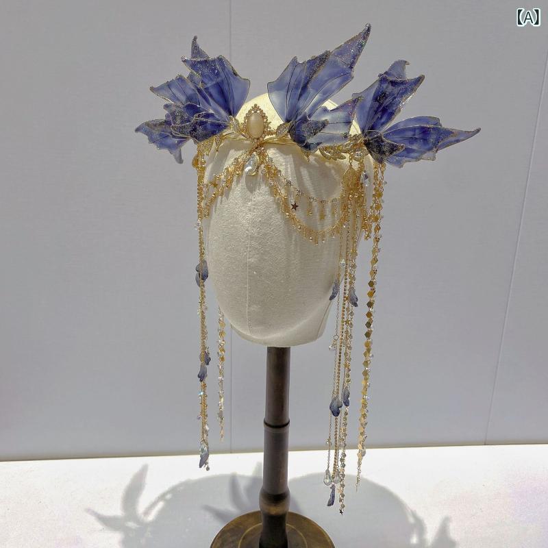 ヘアアクセサリー レディース 漢服モチーフ 古風 西域風 精霊 人魚 プリンセス ヘッドドレス フリンジ 揺れる装飾 ハンドメイド プラスチック 樹脂製 夏 ファッション小物 セット