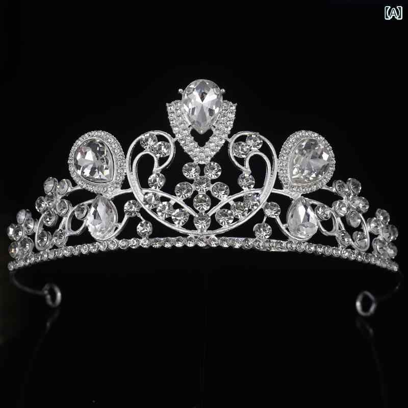 bloomelierのヘッドドレス レディース クラウン 合金製 豪華 エレガント 宝石 ジルコニア装飾 輝く電気メッキ加工 上品な髪飾り 夏 ブライダル イベント用｜アングル2