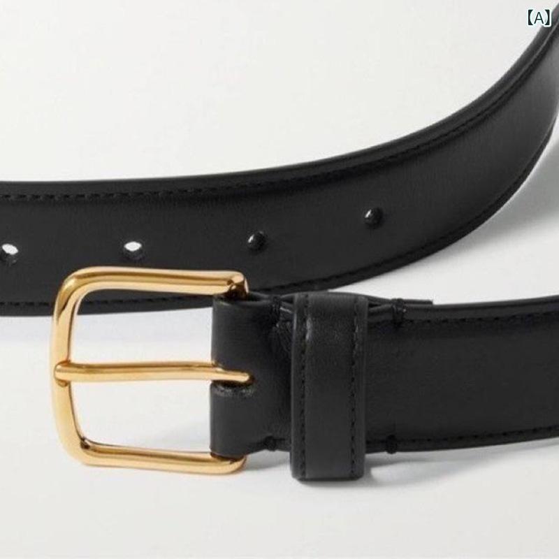bloomelierのベルト レディース 上質牛革 シンプル ミニマル 定番 スタイリッシュ ピンバックル 合金バックル ブラック ゴールド シルバー ファッション ビジネス カジュアル｜アングル2