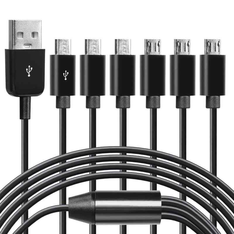 HITACHI - CERRXIAN USB 1オス-6オスmicroスプリッタYケーブル micro YスプリッターUディスク、キーボード、マウスのデータ転送、低電力ファンなどのUSBデバイスの電源供給をサポート1.5M