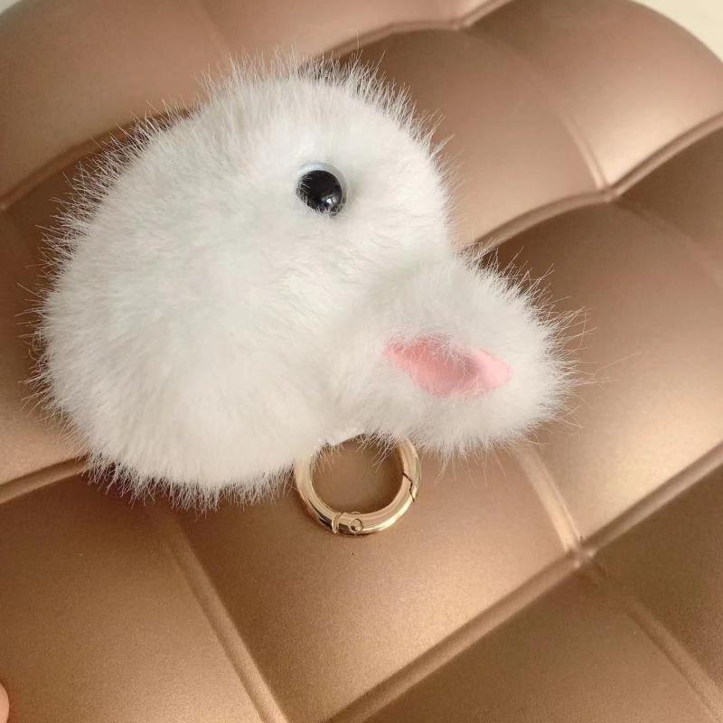キーホルダー 男の子 女の子 うさぎ ぬいぐるみ バッグチャーム キーリング ふわふわ モフモフ かわいい キュート 動物型 ポリエステル 白 グレー ピンク ハンドメイド