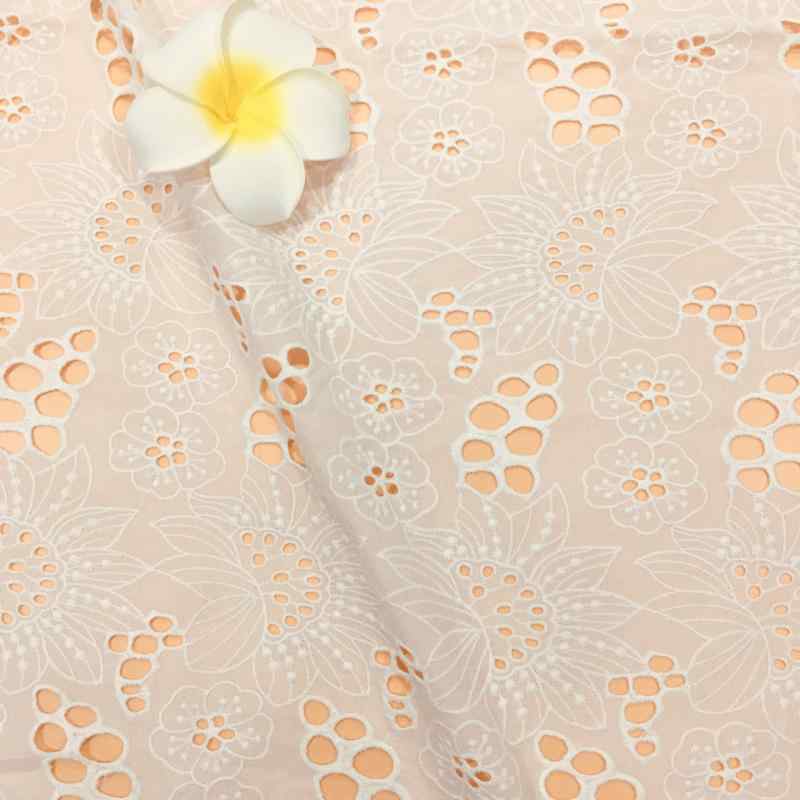 生地 レディース 春夏 綿 刺繍 カットレース 穴あき レース 生地 手芸 裁縫 ドレス ワンピース シャツ ハンドメイド ホワイト