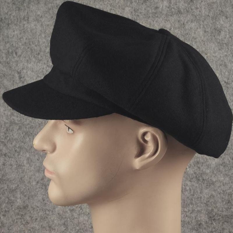 Rakuten - ニュースボーイ帽 メンズ フラットキャップ 画家帽 八角帽 レトロ ビンテージ ウール 黒 無地 冬 保温 ワイドブリム 丸頂 後ろゴム カジュアル シンプル 普段使い