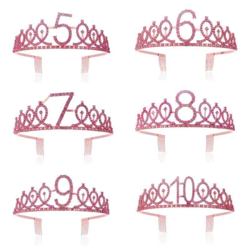 王冠 男の子 女の子 誕生日 パーティー ヘアアクセサリー ヘアバンド ティアラ ピンク ジルコニア かわいい スイート 合金 電気メッキ加工