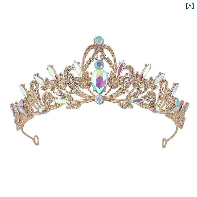 王冠 ティアラ ヘアアクセサリー メンズ レディース 子供 プリンセス レトロ シンプル 高級感 合金 電気メッキ加工 白水晶 金 銀 白 ウェディング 誕生日 パーティー