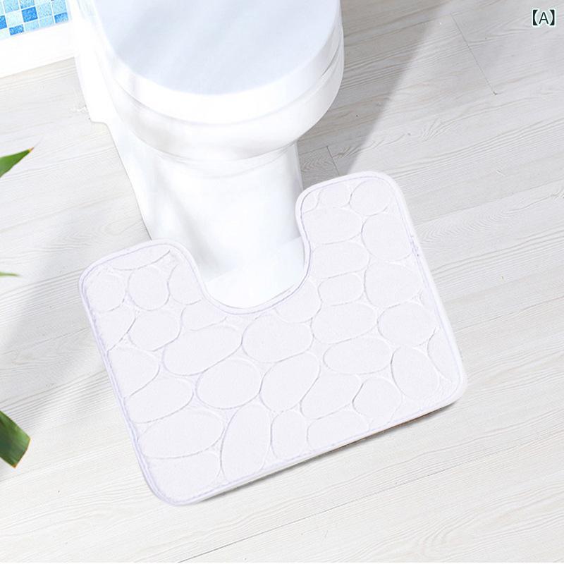 トイレマット 浴室ラグ U字型 吸水 滑り止め おしゃれ かわいい 小石柄 スポンジ ...