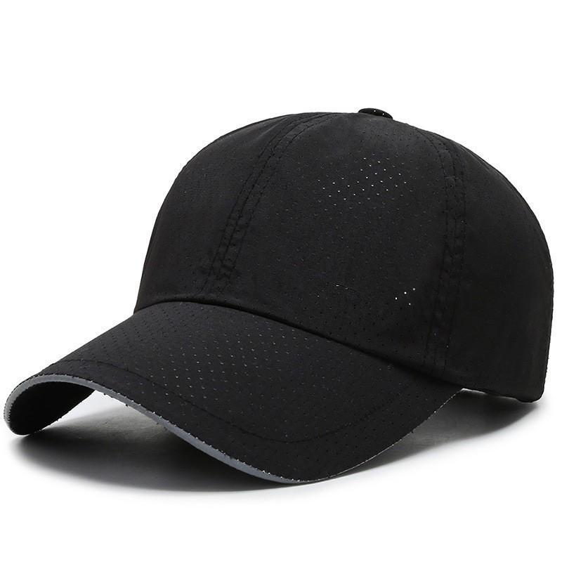 Cap - 野球キャップ メンズ 夏 速乾 メッシュ 通気性 UVカット 遮陽 ワイドブリム アウトドア スポーツ レジャー カジュアル 普段使い シンプル ポリエステル 光沢 ネイビー ブラック ホワイト