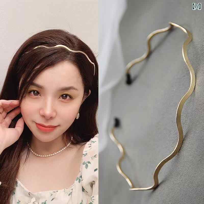 Rakuten - ヘアバンド ウェーブ 金属 二本 ゴールド シルバー レトロ 高級感 合金 電気メッキ加工 ヘアクリップ 髪飾り かわいい 爽やか 甘め 普段使い ファッション