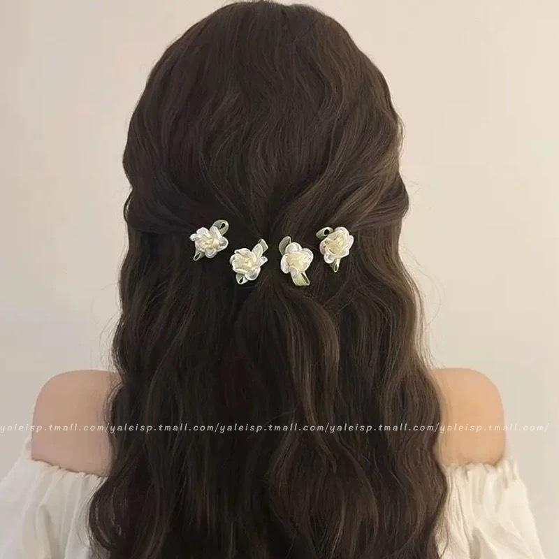 ヘアクリップ レディース フラワー 韓国風 シンプル 白 森ガール 爽やか スイート ...