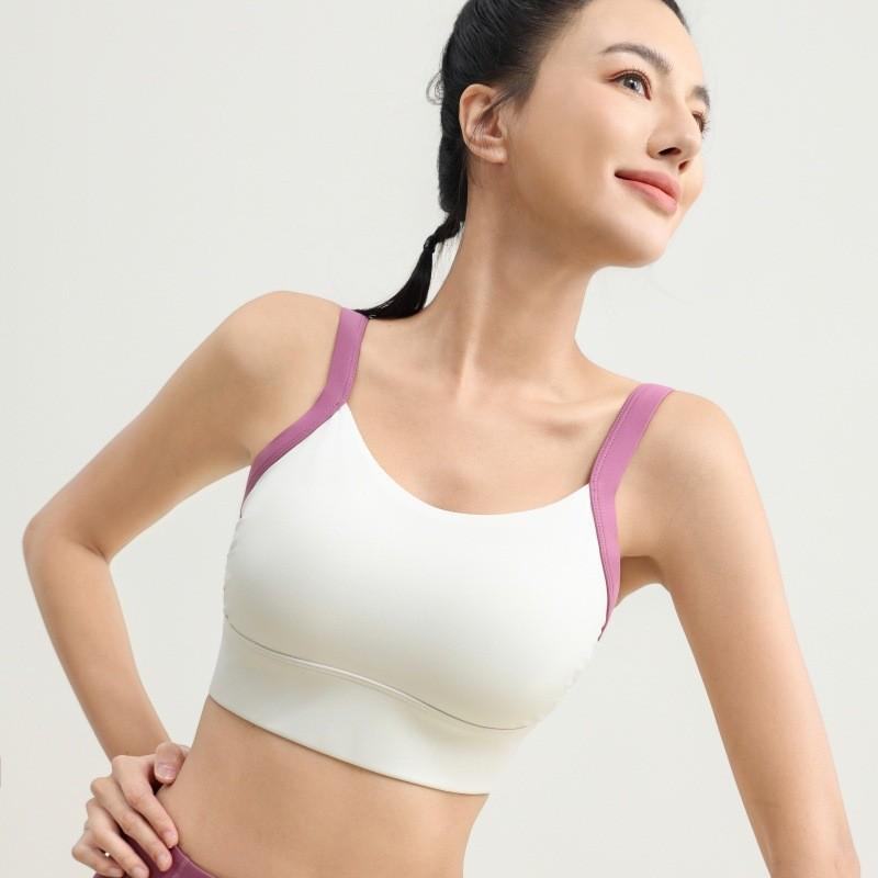 Pants - スポーツブラ レディース Vネック 美背 ビッグサイズ 速乾 ノーワイヤー フルカップ 薄パッド ヨガ フィットネス タンクトップ ナイロン 春夏 ベージュ グレー 黒