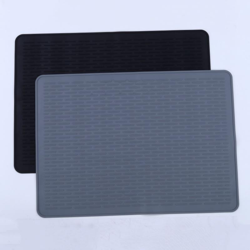 乐天商城 - コンロ マット シリコン キッチン 滑り止め 断熱 水切り 排水 パッド シンク ガード カウンター 保護 シート 四角形 黒 灰 モダン シンプル