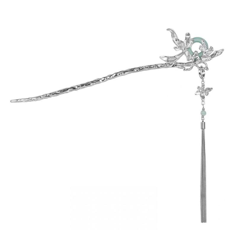 Accessories Supplies - ヘアアクセサリー レディース かんざし 燕尾花 取り外しタッセル 接触冷感 花モチーフ チャイナ風 銅製 電気メッキ加工 オリジナルデザイン おしゃれ かわいい フリンジ 夏