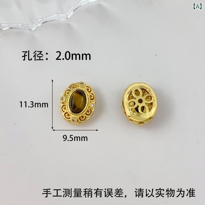 ビーズパーツ レディース タイガーアイ 金メッキ DIY アクセサリー 楕円形 丸形 方形 星形 四つ葉クローバー ハート形 クラウン形 菱形 フラワーエッジ レトロパール 高級感 シンプル 色落ち防止 夏 通勤 OL ファッション 小型 bloomelier-10273430 bloomelier サンプル画像2