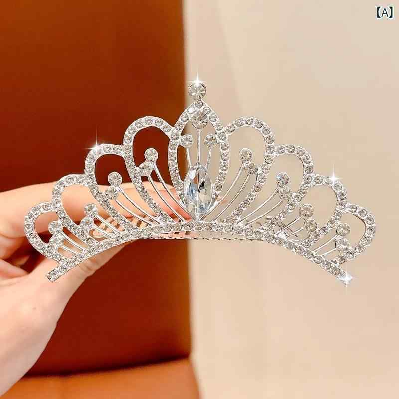 ヘアアクセサリー 女の子 プリンセス 王冠 ティアラ パール 水晶 ラインストーン ゴールド ハート フラワー 挿し櫛 ヘアピン ヘアコーム 誕生日 パーティー イベント キッズ かわいい キラキラ