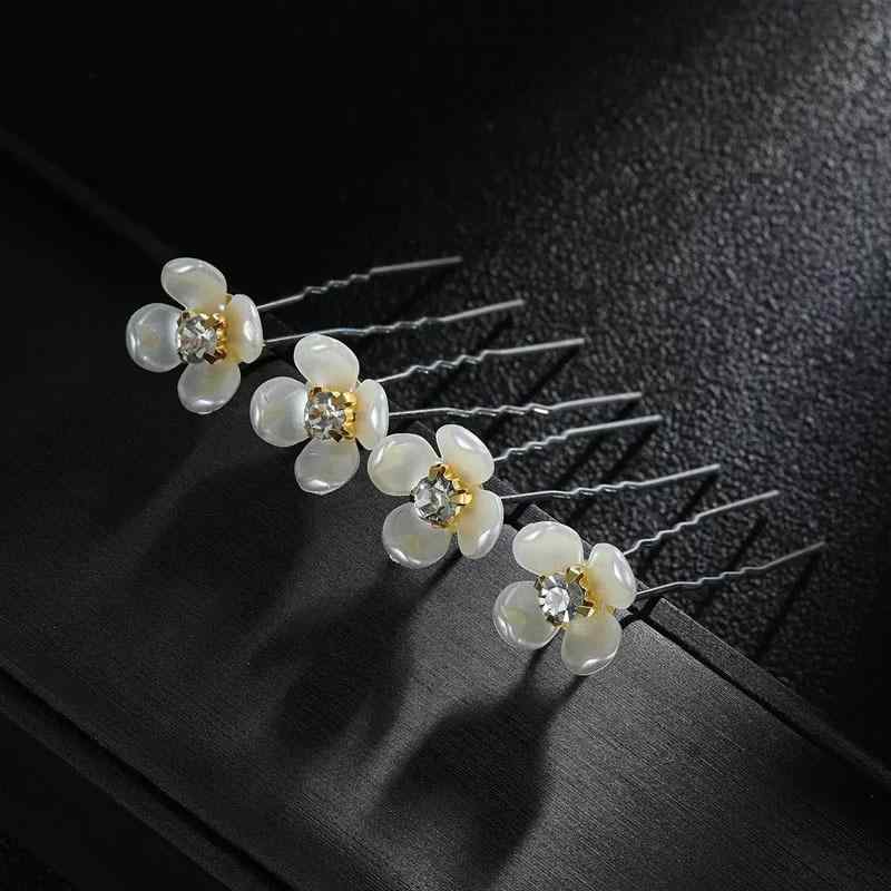 Other - 簪 レディース U型 新婦 結婚式 チャイナドレス ヘアアクセ アップヘア パール 花 クリスタル レジン 電気メッキ加工 シルバー ゴールド シンプル 上品